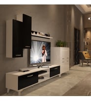 Decoraktiv Eko 6 Slm Dvd Silver Tv Ünitesi Tv Sehpası - Beyaz Siyah (Siyah - Beyaz)
