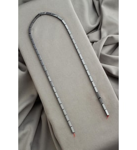 Hematit Doğal Taş Parlak Füme Dikdörtgen Kesim 2x8mm Dizi