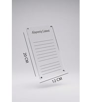 Şeffaf Pleksi Alışveriş Listesi Panosu – Kalemle Yazılıp Silinebilen Not Panosu 20x13 cm