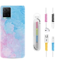 Vivo Y11S Y21S Y20 Y20S Y70 Kılıf Kablo Koruma Spiral Silikon Pink Blue Abstract 1385