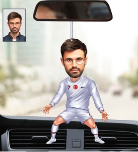 Kişiye Özel Fotoğraflı Futbolcu Tasarımlı Karikatür Araba Dikiz Ayna Süsü