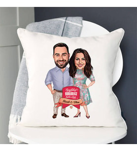 Kişiye Özel Sevgililer Günü Mesajlı Karikatürlü Yastık