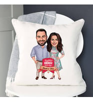 Kişiye Özel Sevgililer Günü Mesajlı Karikatürlü Yastık