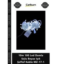 Özel Üretim Dekoratif Şık Estetik Aydınlatma 10m 100 Led Damla Uçlu Beyaz Işık Şeffaf Kablo MZ171