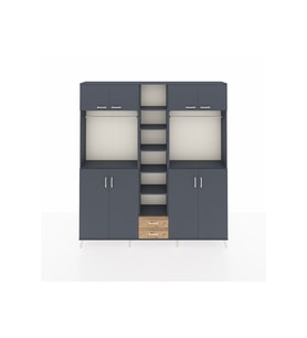 Arges Dolap 14 Raflı 2 Çekmeceli 2 Askılı 220x30x243 Antrasit-Antrasit/Çam