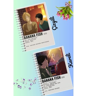 Banana fish anime defter seti 2 adet A4 boyutu 21*30 çizgili + kareli 60 syf
