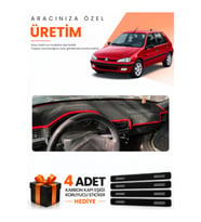 PEUGEOT 106 (1991-2003) Uyumlu Torpido Koruma Örtüsü Oto Kılıfı - Siyah Kırmızı