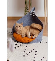 Renkli Kedi Yatağı, Konforlu Silikon Elyaflı Minder, Evcil Hayvanlar İçin Rahat Kulübe