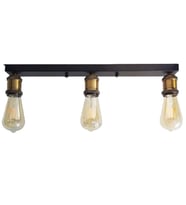 RİOLİGHT RETRO,RUSTİK,VİNTAGE,MODERN 3XE27 ESKİTME DUYLU SIRALI PLOFONYER TAVAN AVİZESİ UZUNLUK:60CM (Siyah)