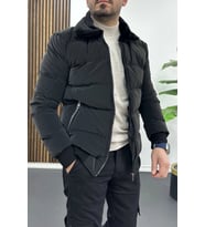 Erkek Slim Fit Karbon Deri Mont Füme Edw440 (Balksrti Füme)