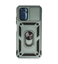 Xiaomi Redmi Note 10 Kılıf Pars Lens Yüzüklü Silikon - Yeşil