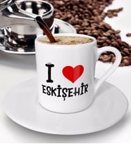 BK Gift I Love Eskişehir Tasarımlı Türk Kahvesi Fincanı - Model 1