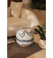 Bliss Siyah Etnik Desenli Krem Puf 45 X H 42 Cm 4281