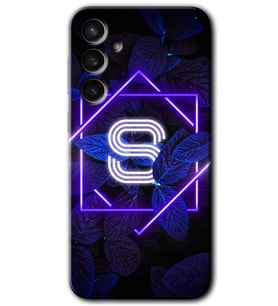 Galaxy S23 FE Kılıf HD Desen Baskılı Arka Kapak - Dark Neon Yaprak S Harfi