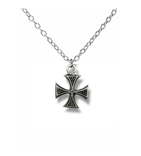 Desenli Haç Figürlü Unisex Kolye – 60 cm Zincirli, Gotik & Vintage Metal Takı (Gümüş)