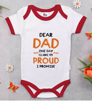 BK Kids Dear Dad Tasarımlı Kırmızı Bebek Body Zıbın-1