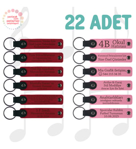 Kırmızı & Pembe, 22’li Set, Tarih ve İsimli Deri Hatıra, Şirket Yıl Dönümüne Özel Hediye