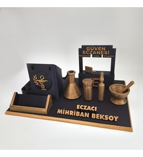 Kişiye Özel Eczacı Masa İsimliği Kartvizitlik - Eczane Açılış & Tebrik Hediyesi