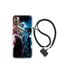 Tecno Spark 7t Kılıf Silikon Desen Boyun Askılı Play Me 1757