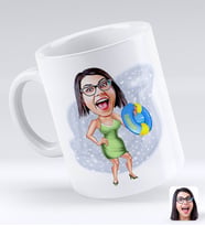 BK Gift Kişiye Özel Tatilci Kadın Karikatürlü Beyaz Kupa Bardak-6