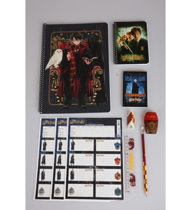 x Dekomus "Wizard Icons Collection" Harry Potter Lisanslı 10 Parça Kırtasiye Seti A4 defter,Cetvel,Kurşun Kalem,Silgi,Kalemtraş