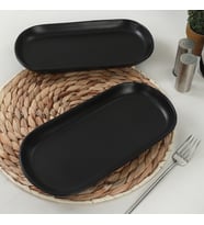 Keramika Mat Siyah Noyan Kayık Tabak 2 Adet 26 Cm