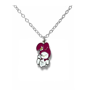 Göz Kırpan My Melody Figürlü Pembe Kolye – 60 cm Zincirli Kawaii Anime Takı (Gümüş)