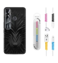 Tecno Spark 6 6 Go 8C 8 Pro 7 7 Pro Kılıf Kablo Koruma Spiral Silikon Black Fox 1325