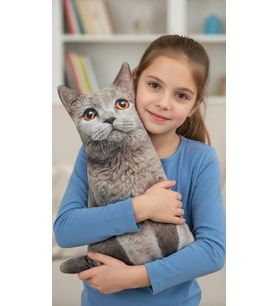 3d Dijital Baskılı Dekoratif Kedi Yastık Duman