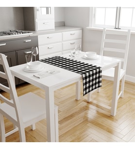 Adawall Siyah - Beyaz Kare Runner 140x45CM