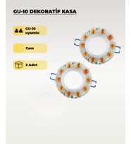 Taşlı Cam GU10 Spot Kasa (2 Adet)– Dekoratif Gömme Tavan Uyumlu, Kristal Tasarım