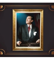 Özel Seri Paspartulu Çerçeveli Atatürk Tablo l99 (Gold)
