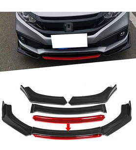Kia Rio 1999 2005 Kırmızı Şeritli Renkli Ön Ek Ön Lip Piona Black 4 Prç