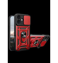 iPhone 17 Pars Lens Yüzüklü Silikon - Kırmızı