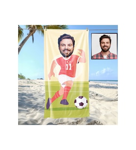 Ejoya Kişiye Özel Karikatür Fotoğraflı Futbolcu Plaj Ve Spor Havlusu 115051