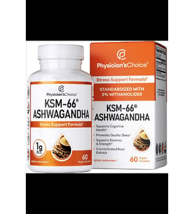 Physician'sChoice KSM-66 Ashwaganda 1000mg 60 Capsul Black Pepper.USA MENŞEİ.3948 (Renksiz)