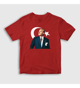 Presmono Unisex Çocuk Kırmızı 19 Mayıs 29 Ekim 23 Nisan Bayrak Atatürk T-Shirt 501409tt