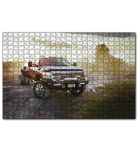 Cakapuzzle Gündoğumu ve Chevrolet Kamyonet  Puzzle Yapboz MDF (Ahşap) (120 Parça)