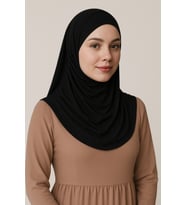 Pileli Tesettür Hijab Hazır Eşarp (Siyah)