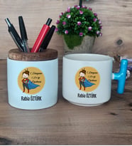 Kadın Öğretmene Hediye Hediye Sepeti Kupa Bardak T Kulplu, Kalemlik Hediyeleri Öğretmenler Günü Hediyesi (Model 3)