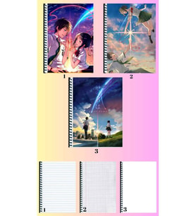 kimi no na wa 3 adet defter A4 büyük boy 72 sayfa çizgili_kareli_çizgisiz defter seti
