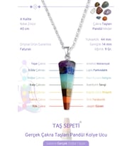 Gerçek Çakra Doğal Taşları Pandül Sarkaç Model Zincirli Kolye Ucu (Çok Renkli)