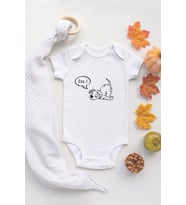 Uyuyan Dalmaçyalı Bebek Body %100 Pamuklu Organik Baskılı Beyaz Çıtçıtlı Badi Zıbın