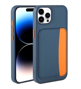 Apple iPhone 14 Pro Max Uyumlu Kılıf Kartlıklı Zore X-Kart Silikon Kapak (Lacivert)