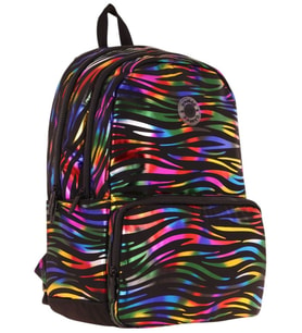 Kaukko Shine Üç Bölmeli Siyah Çok Renkli Zebra Desenli Sırt Çantası - K1780