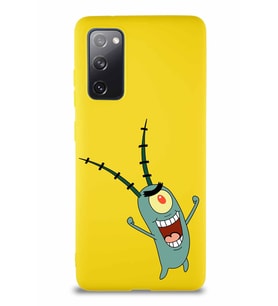 Samsung Galaxy S20 FE Soft Premier Kapak Plankton Tasarımlı Silikon Kılıf - Sarı (Şeffaf)