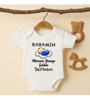 Pia Baby B51 %100 Pamuk Babamın Mirasını Yemeye Geldim Yazılı İsme Özel Tasarlanabilir Bebek Body (Ekru)