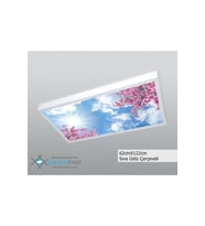 60x120 Gökyüzü Panel Avize, 106watt Led, Sıva Üstü, Kolay Montaj Led Panel, Pembe Ağaçlar Avize