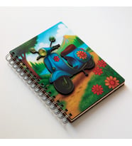 Spiralli Defter Ahşap Kapaklı, Renkli Baskı Parlak Laminasyon Boyutlu
