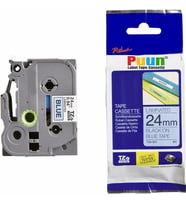 PUUN®Brother P-Touch TZE-551 24MM x 8m Mavi Üzerine Siyah Muadil Laminasyon Etiket Şeridi (Çok Renkli)